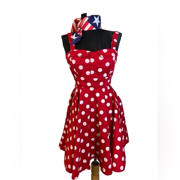 Retro Red 50’s Polka Dot Dress - Picture 11 of 12